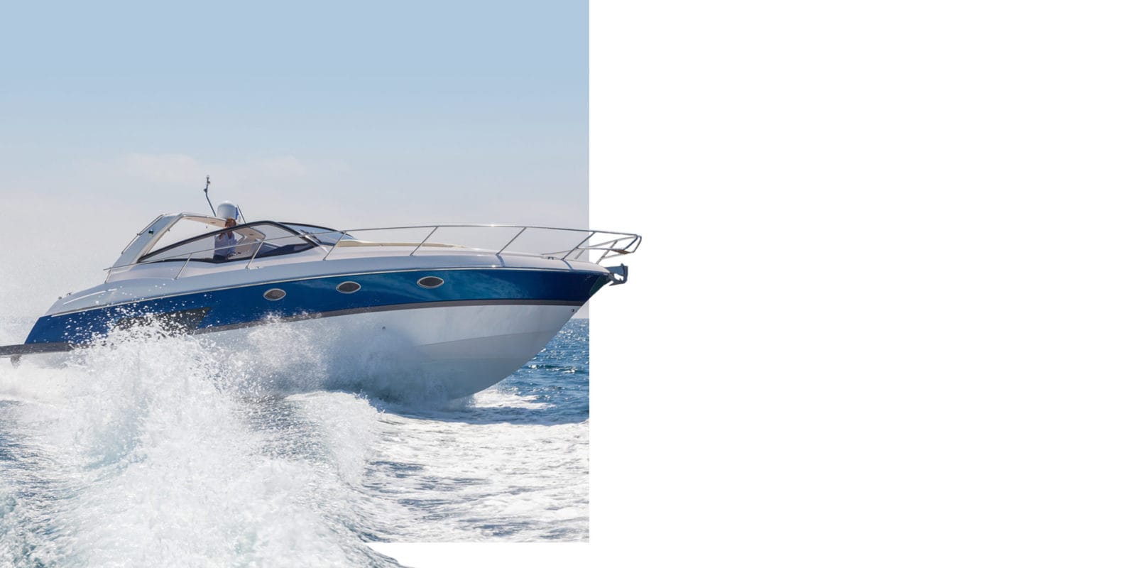 Speedboat bursting through water with Econo Lift